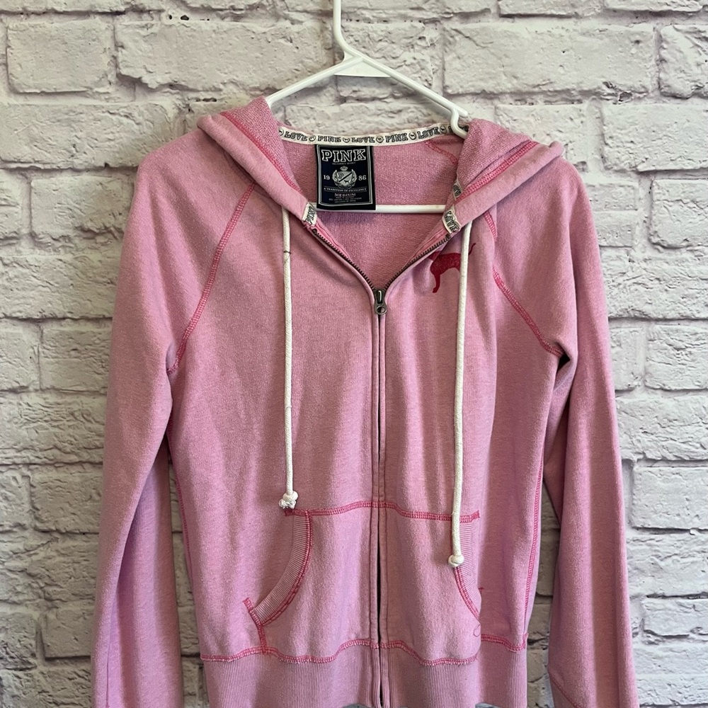 Victoria's Secret Pink and White Relaxed Hoodie